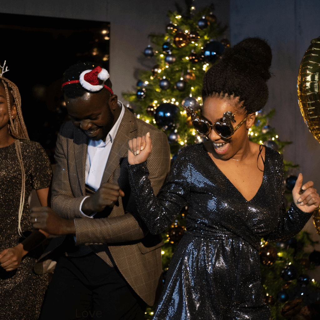 Dancing at a company Christmas party in Corsicana Texas.