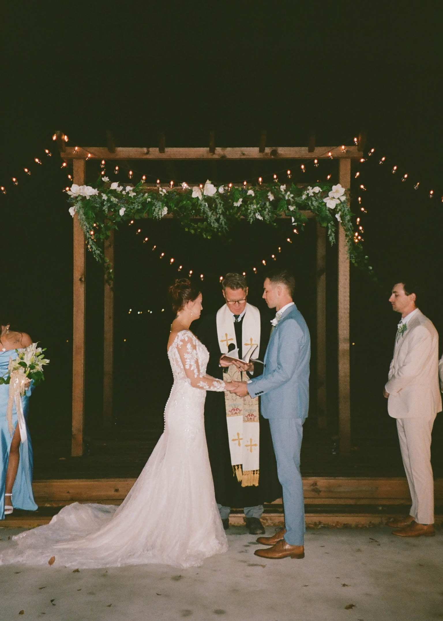Intimate weekday wedding ceremony at a lakeside venue in East Texas