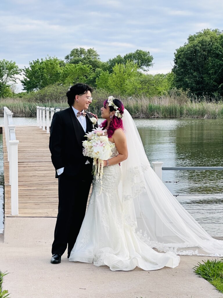 Bride and groom exchanging vows during a weekday wedding ceremony