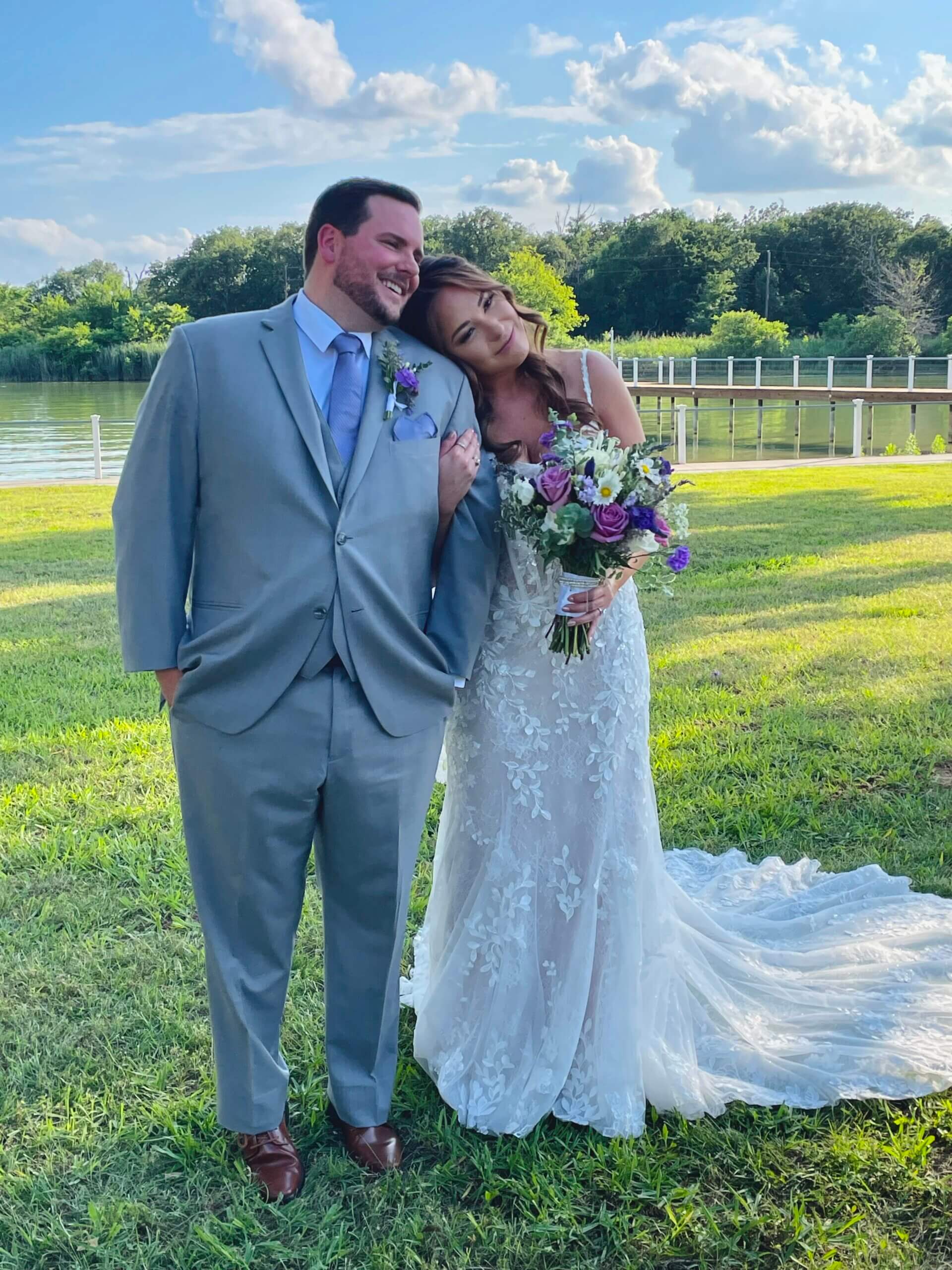 Romantic golden hour wedding photos by Richland-Chambers Lake