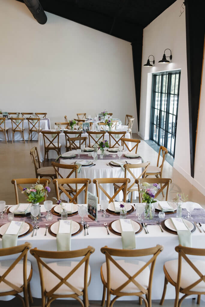 Wedding tables and chairs included with North Texas venue rental